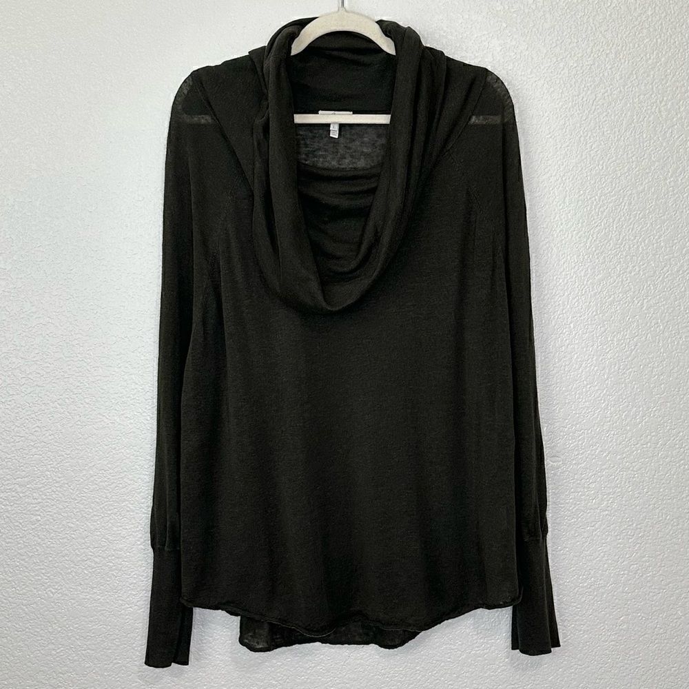 Joie Linen Silk Blend Olive Green Cowl Neck Sweater